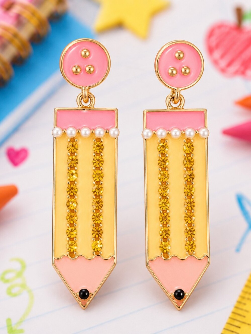 BETSEY JOHNSON BACK TO SCHOOL TEACHER PENCIL EARRINGS